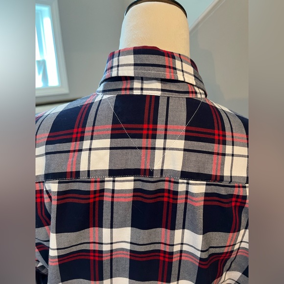TOMMY HILFIGER Shirt Tartan Plaid Button Down Long Sleeve Red White Blue. - Picture 7 of 9